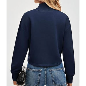 2025 European American Winter Fleece <b>Mock</b> <b>Neck</b> Turtle <b>Neck</b> Drop-shoulder Sweatshirt Regular Sleeve Casual Women's <b>Top</b> - Product Image 4
