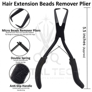 Kit d'outils d'extension capillaire à micro-anneaux de qualité professionnelle : pinces plaquées or, ciseaux, aiguilles à tisser, pinces à cheveux avec étui zippé - Product Image 5