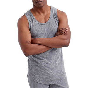 Débardeur décontracté pour homme en coton 100% respirant, gris uni, col rond, tricoté - Product Image 6