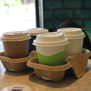 Porte-gobelets 2 tasses en fibre de canne à sucre 100 % recyclable pour service en chambre d'hôtel et livraison de café au bureau – Supports de tasses durables - Product Image 3