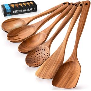 Cucharas de cocina de madera, juego de cucharas de cocina, cuchara ranurada, espátula de madera, cuchara para servir sopa, cuchara para servir pasta - Product Image 3