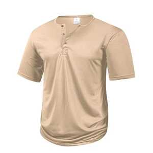 Men's Dark Gray Short Sleeve <b>Henley</b> T-<b>Shirt</b> Regular Fit Knitted Solid Color Casual Style O-Neck Design - Product Image 5