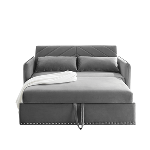 Divano Letto 3-in-1 in Morbido Velluto Regolabile con Porta USB, 2 Cuscini Lombari e Tasca Laterale, Divano Letto 2-in-1 - Product Image 3