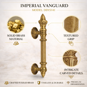 Manija de Puerta Moderna de Latón Sólido Imperial Vanguard de Primera Calidad |   Manija Decorativa para Puerta Principal de Hotel, Modelo Royal Spear - Product Image 3