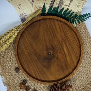 Handcrafted Classic Wooden Round Dining Plates 6-10 Piece Eco-Friendly Food Grade <b>Tableware</b> Collection by blossom craft india - Product Image 1