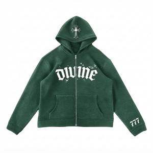 Men's Custom Full <b>Zip</b> <b>Hooded</b> Sweatshirt 100% Cotton Fleece Lined Casual Hoodie Custom Logo Winter Wholesale OEM Supplier Factory - Product Image 2