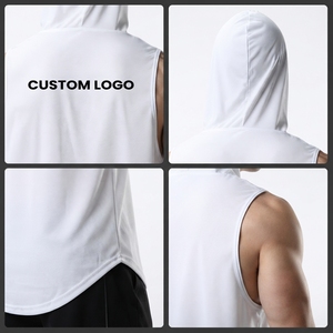 เสื้อกล้ามคุณภาพสูงแบบขายส่ง ทรงเข้ารูปสำหรับออกกำลังกาย ดีไซน์แบบมีฮู้ด OEM คอฮู้ดพิมพ์ลาย ย้อมสีพื้น เสื้อฮู้ดแบบไม่มีแขน - Product Image 5
