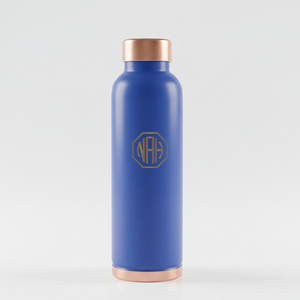 Venta al por mayor de fábrica, botella de agua de cobre metálico de 950ml, cobre puro a prueba de fugas, impresión esmaltada sin BPA, diseño Premium - Product Image 1