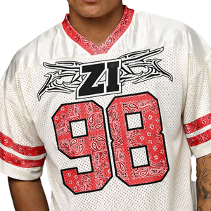 เสื้อฟุตบอลอเมริกันแบบซับลิเมชั่นสำหรับผู้ชาย ปรับแต่งได้ ผลิตจากโพลีเอสเตอร์ 100% ระบายอากาศได้ดี แห้งเร็ว พร้อมโลโก้และชุดทีม - Product Image 6