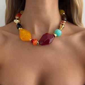 Collar de Cuentas Irregulares de Resina Hecho a Mano, Multicolor, Joyería de Moda, Artesanía Fundida, para Mujeres y Niñas, el Más Vendido y de Mejor Calidad - Product Image 6