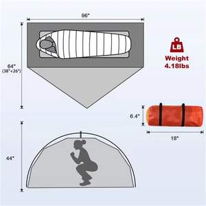 Tenda da Campeggio Leggera per 1 Persona con Impermeabilità PU 5000mm per Campeggio, Viaggi, Escursioni e Picnic - Product Image 5