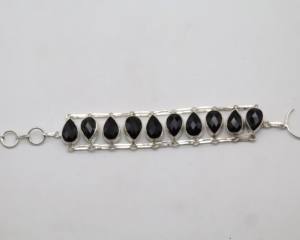 Black Spinel German Silver <b>Adjustable</b> <b>Bracelet</b> Natural Black Spinel Gemstone Cuff Handmade Fashion Jewelry - Product Image 3