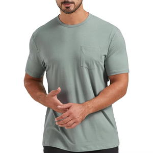Nouveau T-shirt Homme Tendance à Poches, Couleur Unie, Col Rond, Doux et Confortable pour Usage Quotidien, Logo Personnalisé Disponible, Fourniture en Gros OEM - Product Image 5