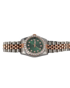 Nuevo reloj de lujo con diamantes de moissanita en oro rosa, esfera verde, para bodas y fiestas, para hombre, para exportación. - Product Image 1