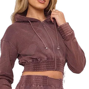 Conjunto de Sudadera y Pantalones Jogger de Invierno para Mujer, con Capucha, Lavado Ácido, Color Sólido, Transpirable, con Logotipo Personalizado, Venta al por Mayor - Product Image 4