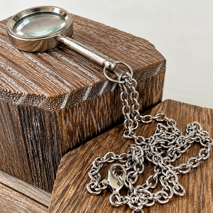 Vintage Brass <b>Magnifying</b> <b>Glass</b> With Long Metal Chain Antique Style Pocket Reading <b>Magnifier</b> For Collectors And Classic Desk - Product Image 4