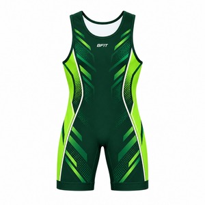<b>Mens</b> <b>Wrestling</b> <b>Singlet</b> One Piece Sleeveless Spandex/Polyester Stretch Breathable Lightweight Athletic Uniform for Team - Product Image 1