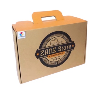 Eco-Friendly <b>Recyclable</b> Durable Self Erecting Packaging Custom Labels Corrugated Board Shoe <b>Box</b> with Handle for Socks Wholesale - Product Image 2