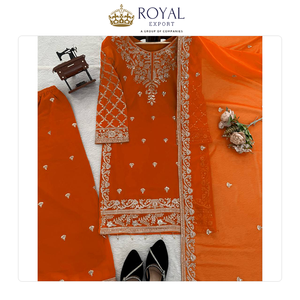 Vêtements de style indien en gros, meilleurs vêtements de fête, en pur faux georgette, avec travail de sequins et broderies à la main, ensemble sharara à vendre. - Product Image 2