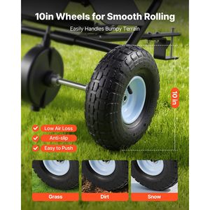 Épandeur à remorque de 9,8 pieds avec pneus tout-terrain de 10 pouces, capacité de 85 lb, trémie réglable - Product Image 3