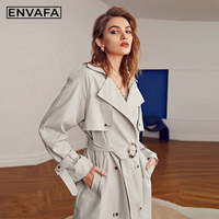Trench-coat coupe-vent personnalisé long décontracté à double boutonnage imperméable respirant léger écologique style safari