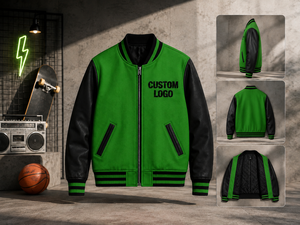 Veste universitaire sur mesure de haute qualité, respirante, pour hommes, avec manches en cuir, style streetwear, grande taille, logos personnalisés - Product Image 3