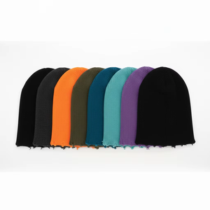 Bonnet tricoté Y2K effet vieilli pour homme et femme – Casquette chaude de ski à bords effilochés – Collection Hiver - Product Image 2