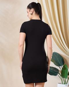 Vestido de punto ajustado de manga corta acanalado más vendido, minivestido de punto ajustado, suministro al por mayor - Product Image 3