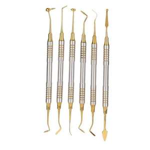 Juego de 6 instrumentos dentales manuales de acero compuesto para limpieza, relleno y esterilización de dientes, certificado CE Clase I por Grip Surgical - Product Image 1
