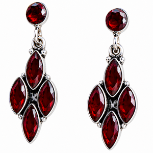Venta al por mayor ARTS JEWELS Pendientes colgantes vintage de granate oxidado con engaste de bisel, chapados en plata antigua, joyería de moda india para mujer - Product Image 1