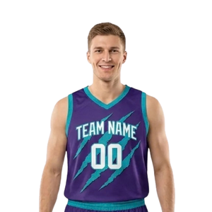 Ensemble Maillot et Short de Basketball Personnalisé pour Homme – Sans Manches, Col en V, Uniforme Respirant, Écologique, Motifs Rayures Angulaires, pour Équipe - Product Image 3