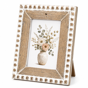 Farmhouse Beaded <b>Wood</b> <b>Picture</b> <b>Frame</b> Vintage Distressed Desktop Decorative Photo <b>Frame</b> for Wedding Gifts and Living Room Display - Product Image 1