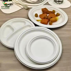 Assiettes compartimentées en bagasse, fabriquées à partir de fibres de canne à sucre, idéales pour les soirées tacos et les sauces salsa. - Product Image 3