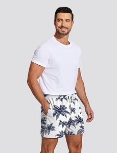 Men's <b>White</b> Plaid Print <b>Cargo</b> Shorts Mid Waist Drawstring Quick Dry Casual with Pockets Back Logo 100% Polyester - Product Image 1