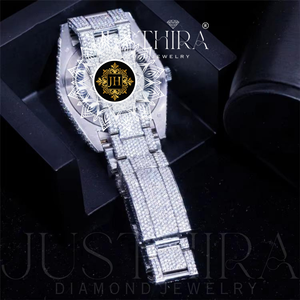 Branded Sport Antique Moissanite Diamond Hip-Hop <b>Red</b> Dial Watch 925 Silver Movement Water Resistant Engagement Party Wedding - Product Image 4