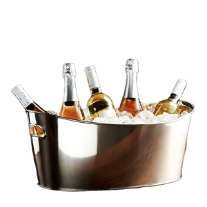 Seau à glace en cuivre poli avec poignées latérales |   Refroidisseur à vin et champagne de luxe |   Décoration de table pour bar, hôtel, fête, décoration de la maison - Product Image 1