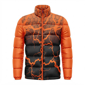 Custom Logo Men's <b>Padded</b> Jacket All Over Print Lightweight Warm Winter Bubble <b>Coat</b> Streetwear Manufacturer Low MOQ - Product Image 1
