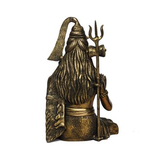 Statue de Shiva en laiton finition vintage, fournisseur indien, pour culte religieux ou élégante décoration hindoue, disponible au prix export. - Product Image 2