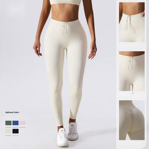 Leggings personnalisés 2026 avec logo, en Spandex, pour femme, taille haute, pour le yoga, la gym, l'entraînement, vêtements de fitness, effet push-up fessier - Product Image 2