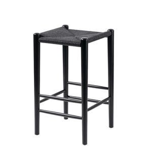 Tabouret de bar en bois de teck massif durable avec assise en papier tressé pour l'intérieur et l'extérieur, idéal pour l'ameublement commercial, avec un matériau résistant et durable. - Product Image 1