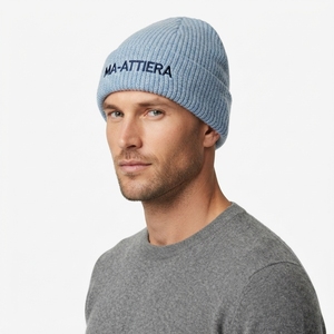 Gorro de Punto Azul Claro Personalizado, Gorro de Invierno Cálido con Puño y Logotipo Bordado - Product Image 4