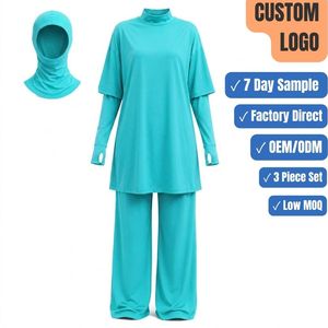 Traje de Baño Islámico Modesto de Secado Rápido Personalizado, Conjunto de 3 Piezas, Cobertura Completa, Gorro Hijab, OEM ODM - Product Image 1