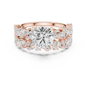 Bague de fiançailles en or massif 18 carats certifiée IGI avec diamant de laboratoire taille coussin 2 carats, grappe marquise, anneau fendu, VVS E-F, bague fine - Product Image 5