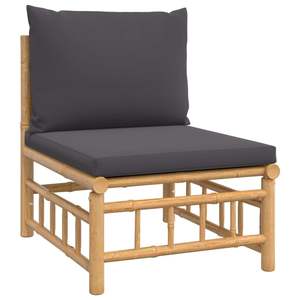 Canapé de jardin gris foncé avec chaise de jardin en bambou naturel de taille moyenne - Product Image 2