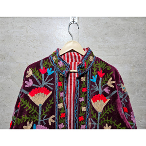 Chaqueta de terciopelo para mujer, estilo nuevo, abrigo a rayas de algodón, chaqueta boho de alta calidad, chaqueta bordada, chaquetas de temporada - Product Image 4
