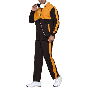 Survêtement Homme Color Block Manches Longues Col Montant Design Sportif Respirant Polyester Coton Tenue d'Automne Coupe Droite - Product Image 4
