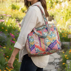 Grand sac fourre-tout matelassé en toile/coton écologique, 100 % coton, imprimé au bloc, sac de courses utilitaire avec poches intérieures/extérieures, personnalisable - Product Image 1