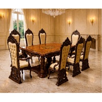 Ensemble de table et chaises de style impérial européen, ensemble de table à manger haut de gamme avec chaises rembourrées, meubles de salle à manger pour la maison, Royaume-Uni