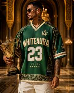 เสื้อบาสเก็ตบอลคอกลมแขนสั้นสำหรับผู้ชาย WhiteAura พิมพ์ลายแบบ Sublimated ระบายอากาศได้ดี ผลิตจากโพลีเอสเตอร์ ชุดกีฬา - Product Image 1