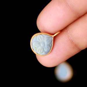 Natural Blue Opal Flower Pendant 925 Sterling <b>Silver</b> Gemstone Pendant Hand Carved Heart <b>Charm</b> AAA Blue Opal For Jewelry Making - Product Image 2